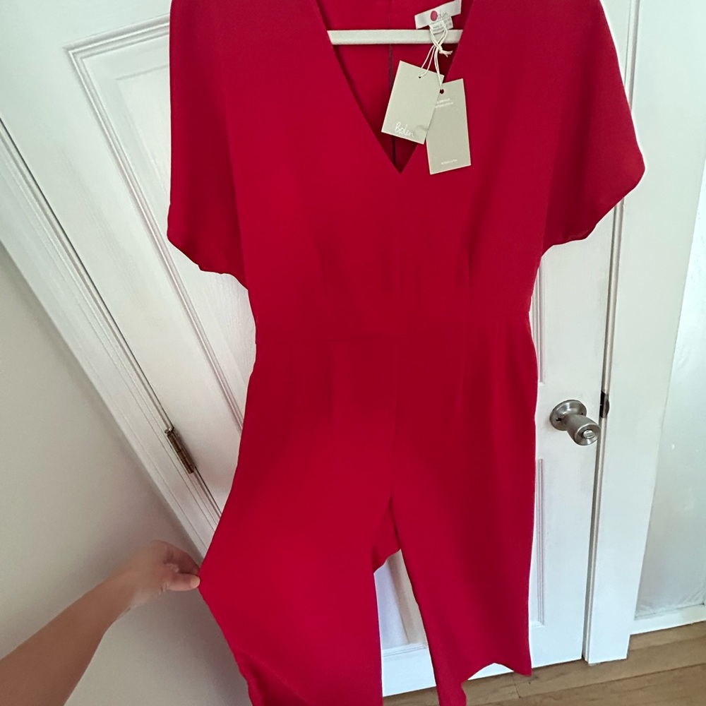 Boden Bright Red V-Neck Jumpsuit